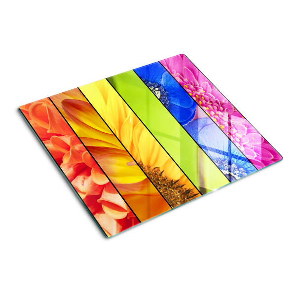 Glass kitchen board Floral motifs in intense colors