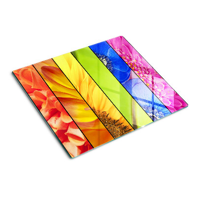 Glass kitchen board Floral motifs in intense colors