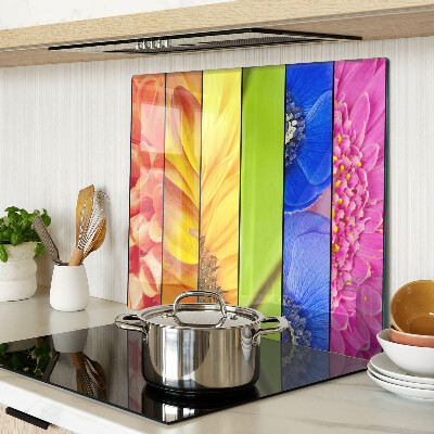 Glass kitchen board Floral motifs in intense colors