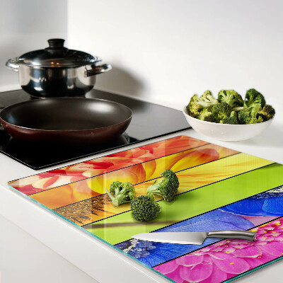 Glass kitchen board Floral motifs in intense colors