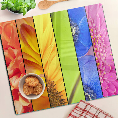 Glass kitchen board Floral motifs in intense colors