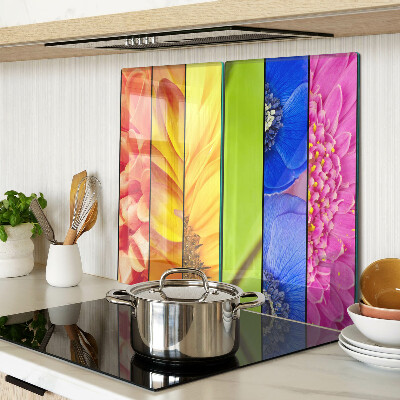 Glass kitchen board Floral motifs in intense colors