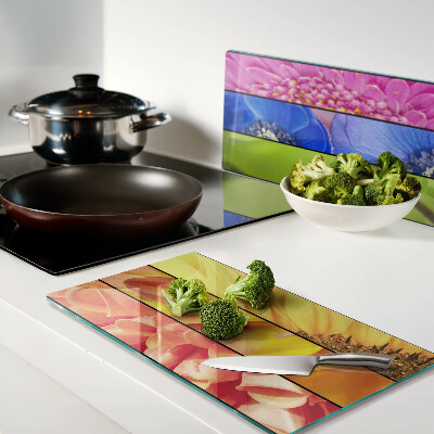 Glass kitchen board Floral motifs in intense colors