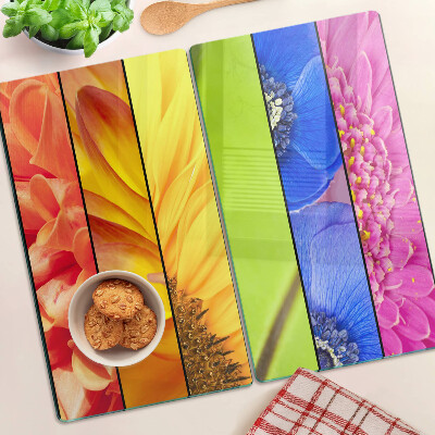 Glass kitchen board Floral motifs in intense colors