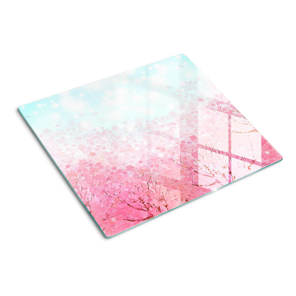 Glass chopping board Sakura flower motifs
