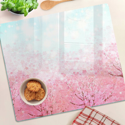 Glass chopping board Sakura flower motifs