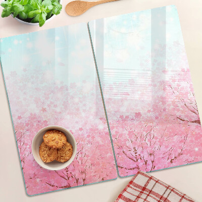 Glass chopping board Sakura flower motifs