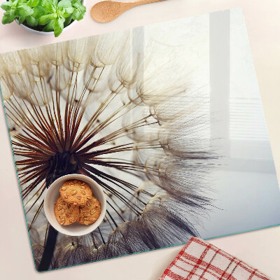 Glass kitchen board Dandelions in the light