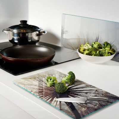 Glass kitchen board Dandelions in the light