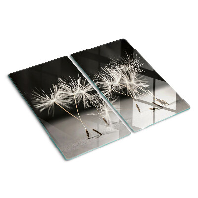 Glass kitchen board Fluffy dandelions on a monochromatic background