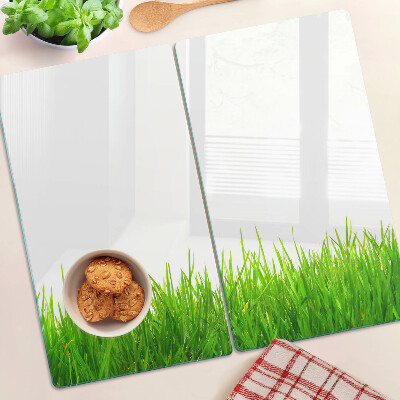 Glass chopping board Green grass