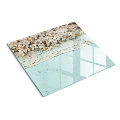 Glass chopping board Floral pattern with lace