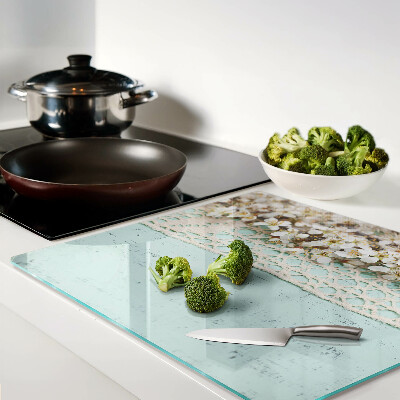 Glass chopping board Floral pattern with lace