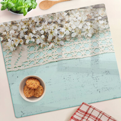 Glass chopping board Floral pattern with lace