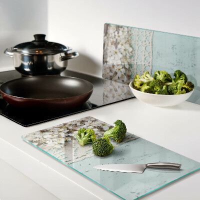 Glass chopping board Floral pattern with lace