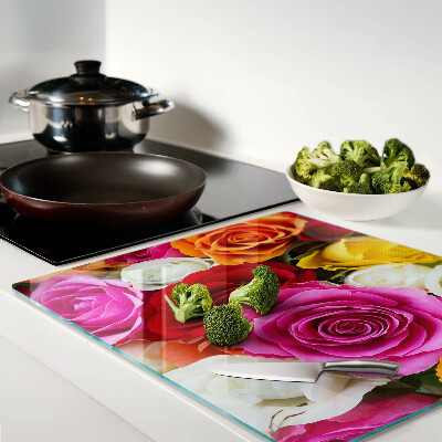 Glass chopping board Rose flowers in different colors