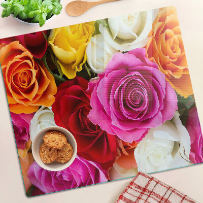 Glass chopping board Rose flowers in different colors