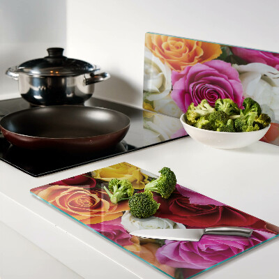 Glass chopping board Rose flowers in different colors