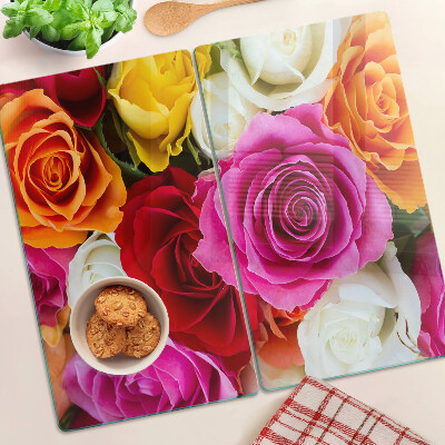 Glass chopping board Rose flowers in different colors