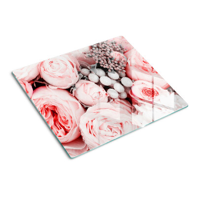 Glass chopping board Roses in shades of pink