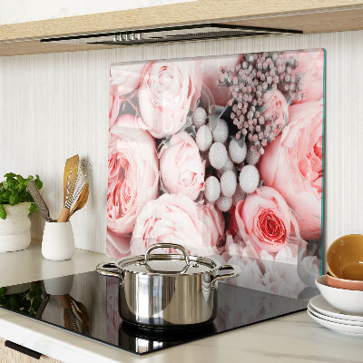 Glass chopping board Roses in shades of pink