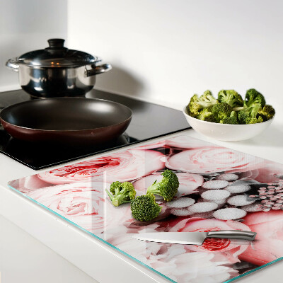 Glass chopping board Roses in shades of pink