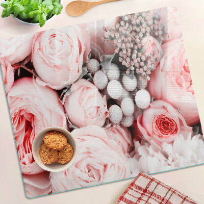 Glass chopping board Roses in shades of pink