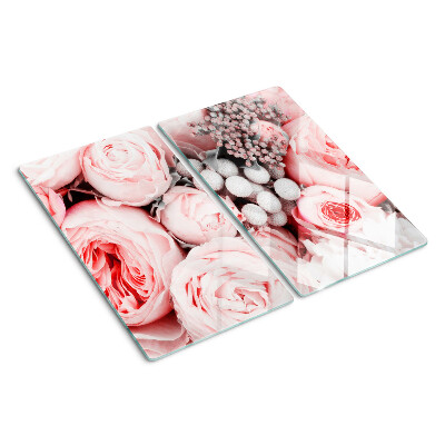 Glass chopping board Roses in shades of pink