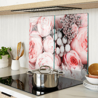 Glass chopping board Roses in shades of pink