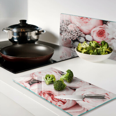 Glass chopping board Roses in shades of pink