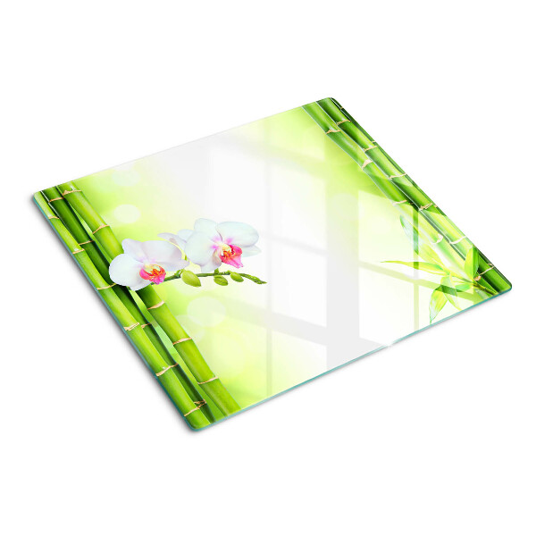 Glass kitchen board Orchids and bamboo