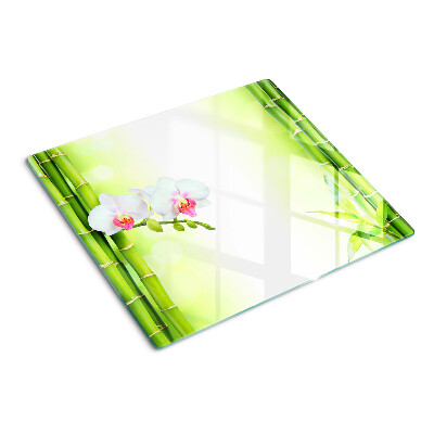 Glass kitchen board Orchids and bamboo