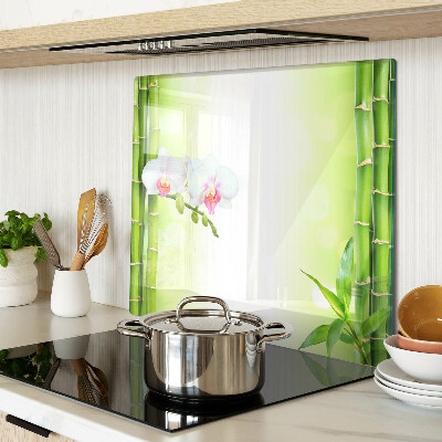 Glass kitchen board Orchids and bamboo