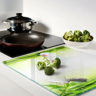 Glass kitchen board Orchids and bamboo