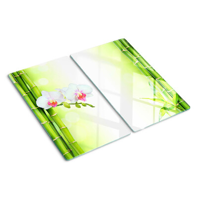 Glass kitchen board Orchids and bamboo