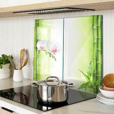 Glass kitchen board Orchids and bamboo