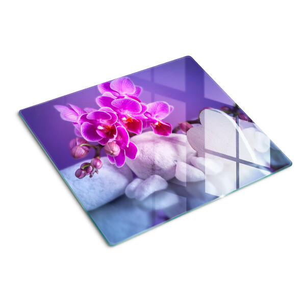 Glass chopping board Orchids on stones