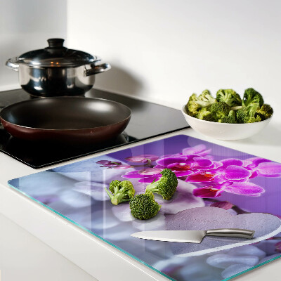 Glass chopping board Orchids on stones