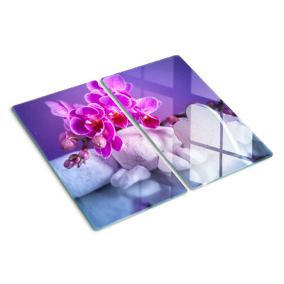 Glass chopping board Orchids on stones