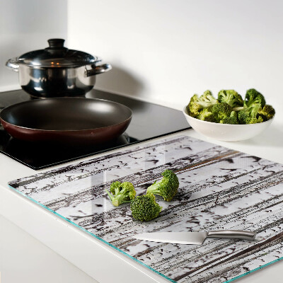 Glass chopping board White trunks of birch trees
