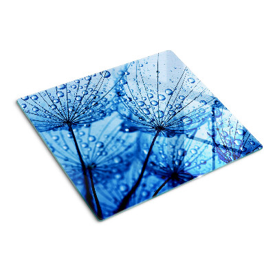 Glass kitchen board Flowers with water drops