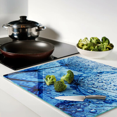 Glass kitchen board Flowers with water drops