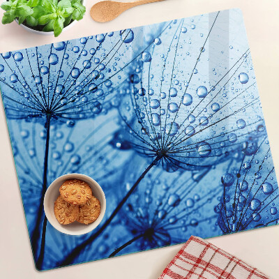 Glass kitchen board Flowers with water drops