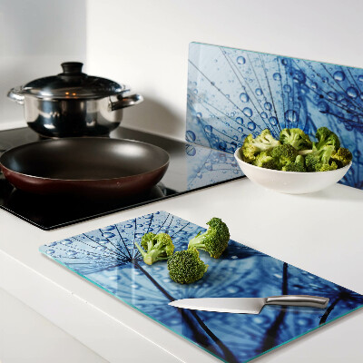 Glass kitchen board Flowers with water drops