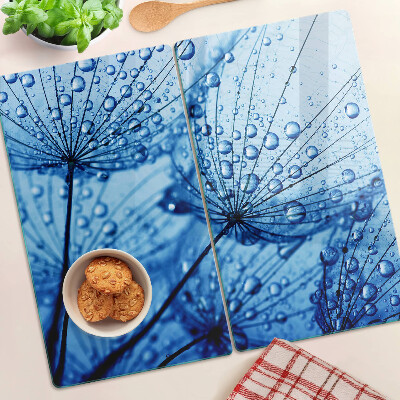 Glass kitchen board Flowers with water drops