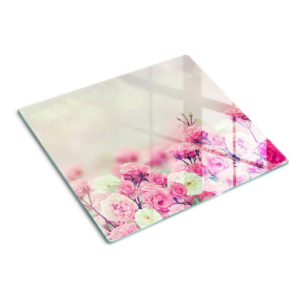 Glass chopping board Floral pink motif