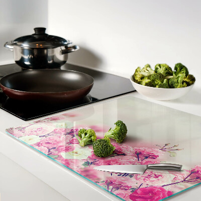 Glass chopping board Floral pink motif