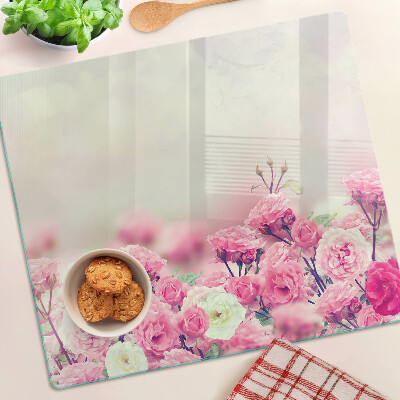 Glass chopping board Floral pink motif