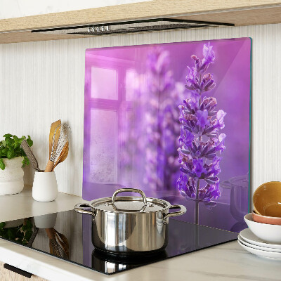 Glass kitchen board Lavender flowers on a purple background