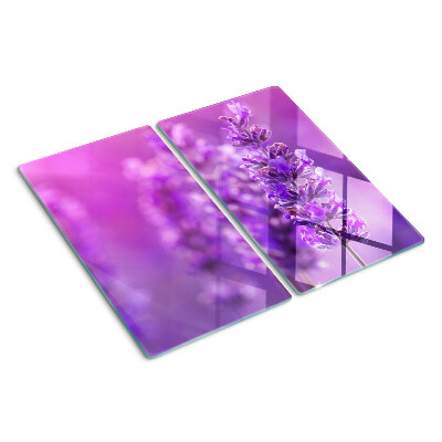 Glass kitchen board Lavender flowers on a purple background